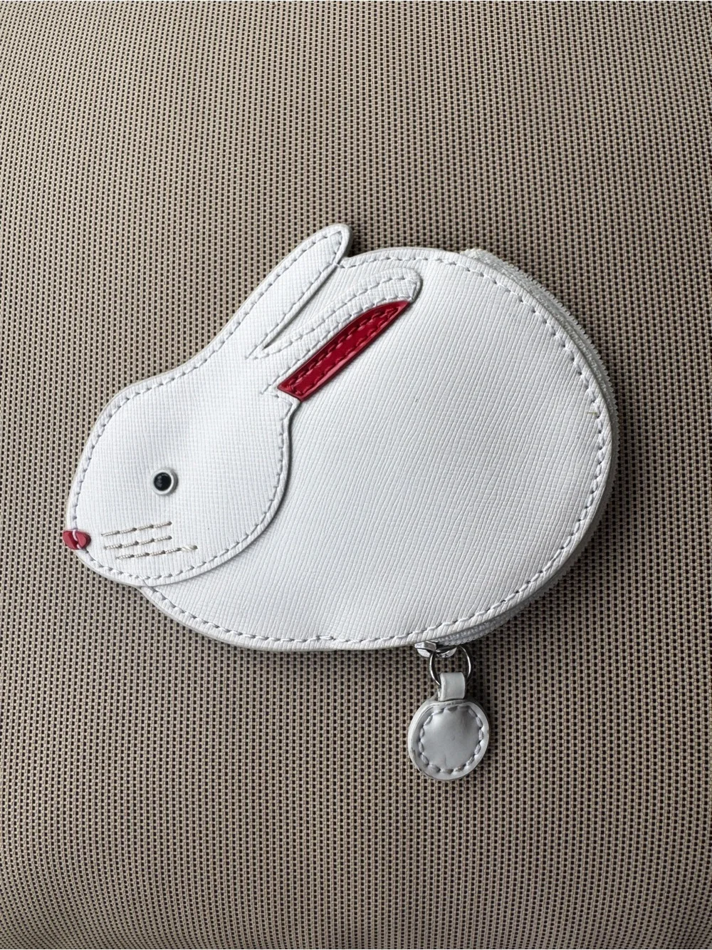 Coach Bunny Rabbit White Leather Coin Purse Wallet Pouch Rare Novelty